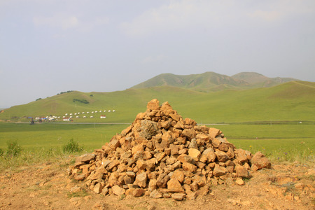 aobao, WuLanBuTong grassland scenery in China, closeup of photo