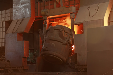 steelmaking machinery in the steel mills, closeup of photo
