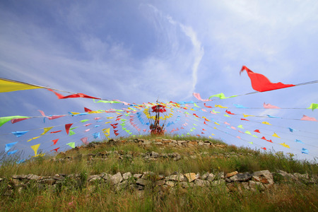 WULANBUTONG GRASSLAND - JULY 18: Baicao AoBao in the WuLanBuTong grassland on July 18, 2014, Inner Mongolia autonomous region, China. のeditorial素材