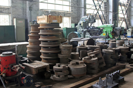 metal parts piled up together, closeup of photo