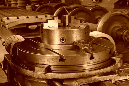 machine tools in a workshop, closeup of photo