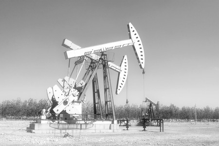 CAOFEIDIAN - MAY 2: crank balanced beam pumping unit in the JiDong oilfield, on may 2, 2014, caofeidian, hebei province, China. 
のeditorial素材