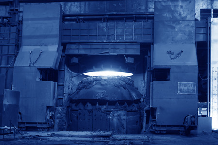 steel mills converter flame, closeup of photo
