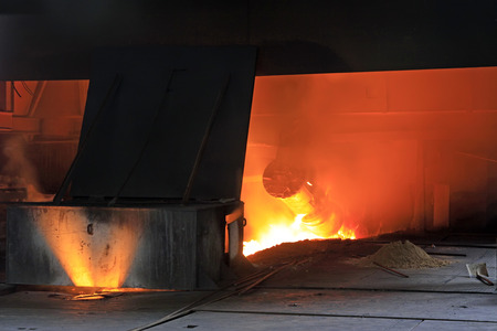 iron works blast furnace flame, closeup of photo