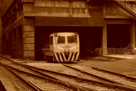 TANGSHAN - JUNE 19: Transportation molten iron crucible train, on June 19, 2014, Tangshan city,...