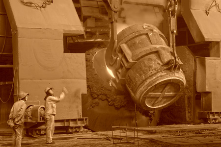 steel mills converter filling materials, closeup of photoのeditorial素材