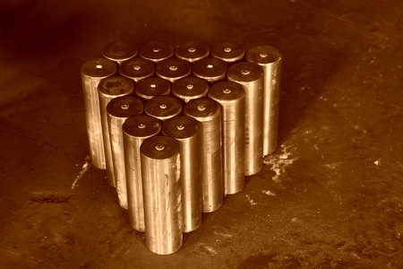 Metal cylinder, closeup of photoの写真素材