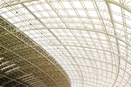 Large steel structure truss, closeup of photo