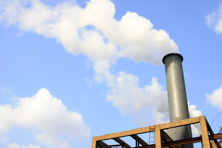 metallic chimney in the factory, closeup of photoの写真素材