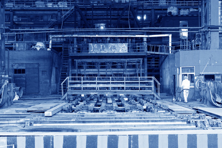 TANGSHAN - JUNE 20: continuous casting machine in a steel plant, on June 20, 2014, Tangshan city, Hebei Province, Chinaのeditorial素材
