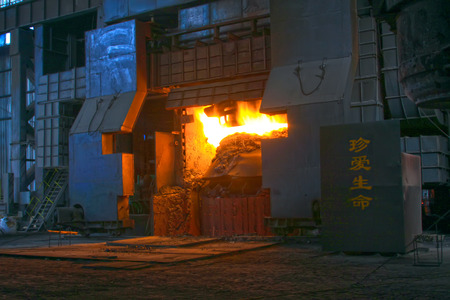 converter in the steel mills, closeup of photoのeditorial素材