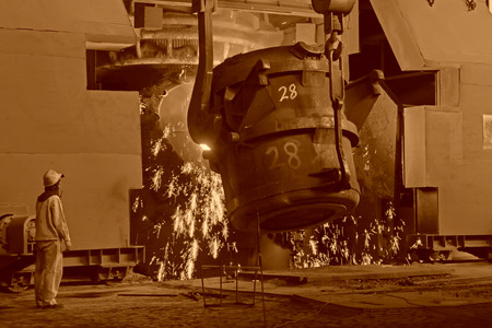 steel mills converter filling materials, closeup of photo 