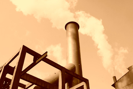 metallic chimney in the factory, closeup of photoの写真素材
