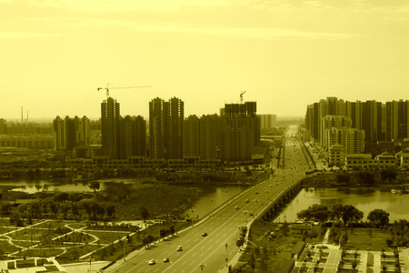 city building architecture in northern China, closeup of photo のeditorial素材