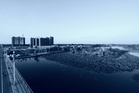 LUANNAN COUNTY - AUGUST 30: The Building scenery in the North River Park, on August 30, 2013, LuanNan county, hebei province, China. のeditorial素材