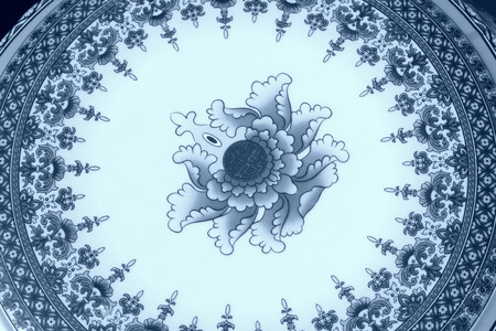 exquisite ceramic decorative pattern, closeup of photoの写真素材