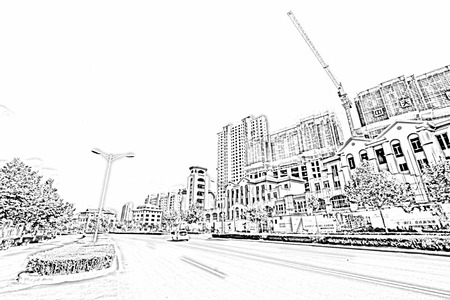 LUANNAN COUNTY - AUGUST 1: Unfinished buildings in a park, on august 1, 2014, Luannan county, hebei province, Chinaのeditorial素材