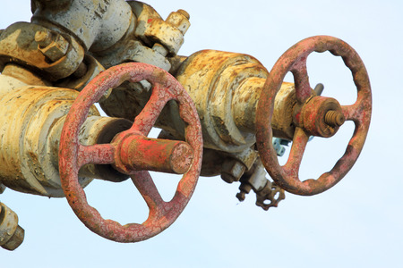 Oil piping components, closeup of photo
