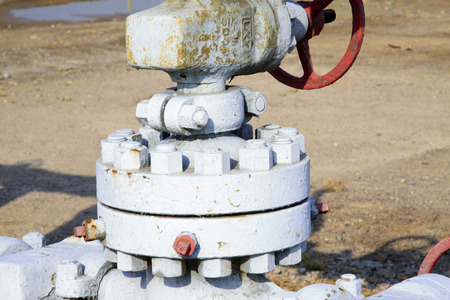 Oil piping components, closeup of photo