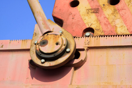 Beam pumping unit crank and connecting rod, closeup of photoのeditorial素材