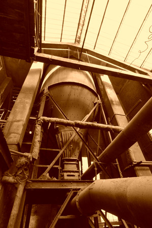 rusty metal pipes, in a dirty abandoned workshopのeditorial素材