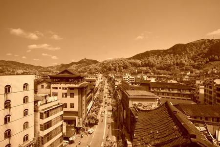 Phoenix County, April 15: Commercial Street Landscape Architecture on April 15, 2012, Phoenix County, Hunan Province, Chinaのeditorial素材
