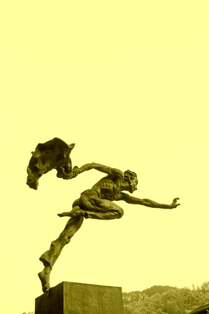 Phoenix County, April 15: Sculpture in river on April 15, 2012, Phoenix County, Hunan Province, Chinaのeditorial素材