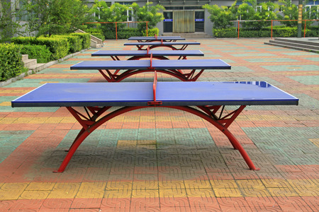 Table tennis on campus, closeup photoのeditorial素材