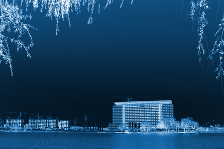 unfinished building in riverside, Luannan County, Hebei Province, Chinaのeditorial素材