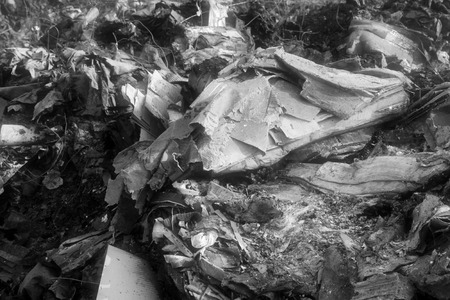 TANGSHAN - NOVEMBER 20: The wet cardboard  not fully burning in the scene of the fire, November 20, 2013, tangshan city, hebei province, China.の写真素材