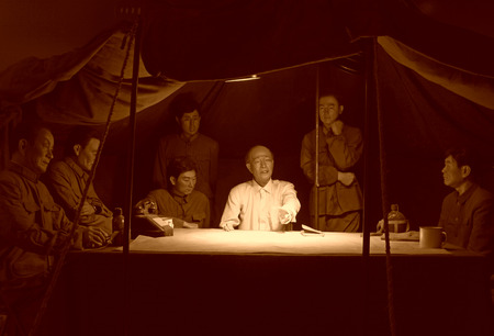 TANGSHAN CITY - NOVEMBER 16: The Character sculpture in the exhibition hall in the Tangshan earthquake ruins park, on november 16, 2013, tangshan city, hebei province, China.のeditorial素材