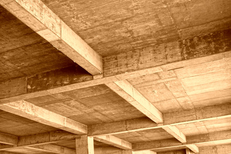 unfinished concrete cast-in-situ hall, closeup of photo
