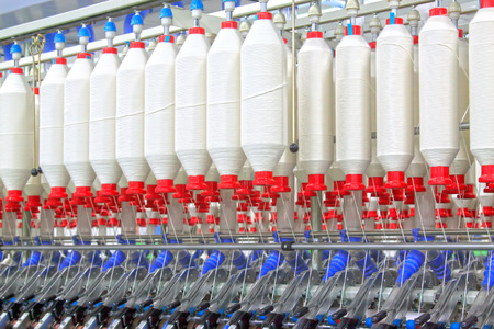 LUANNAN COUNTY - AUGUST 23: Spinning mill plant machinery and equipment, on august 23, 2014, Luannan County, Hebei Province, Chinaのeditorial素材