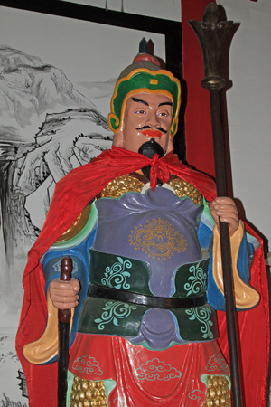 color chinese portrait sculpture in a templeのeditorial素材