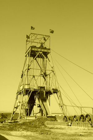 MACHENG - March 6: Drilling derrick in MaCheng iron mine on march 6, 2014, Luannan County, Hebei Province, Chinaのeditorial素材