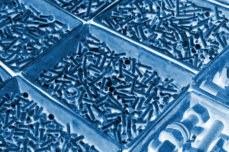 bolts stacked together in a shopのeditorial素材