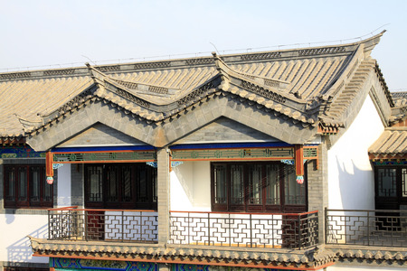 chinese ancient city buildings, closeup of photo