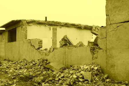 housing demolition materials in the demolition siteの写真素材