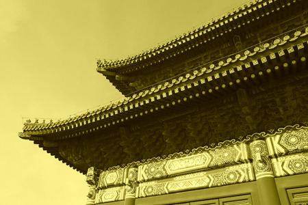 Eaves landscape architecture in the Imperial Ancestral Temple, December 22, 2013, Beijing, China.のeditorial素材