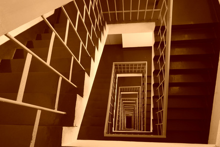 BEIJING - JANUARY 17: The stairs down landscape in the Tangshan building, on January 17, 2014, Beijing, China.のeditorial素材