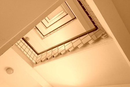 BEIJING - JANUARY 17: The looking up stairs landscape in the Tangshan building, on January 17, 2014, Beijing, China.のeditorial素材