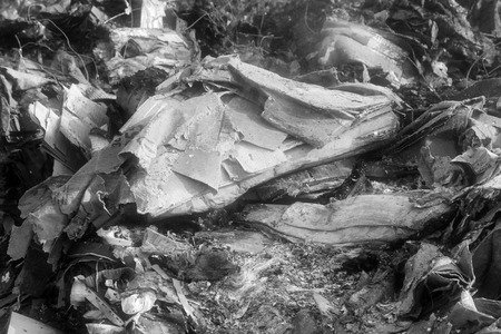 TANGSHAN - NOVEMBER 20: The wet cardboard  not fully burning in the scene of the fire, November 20, 2013, tangshan city, hebei province, China.のeditorial素材