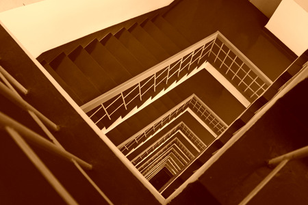 BEIJING - JANUARY 17: The stairs down landscape in the Tangshan building, on January 17, 2014, Beijing, China.のeditorial素材