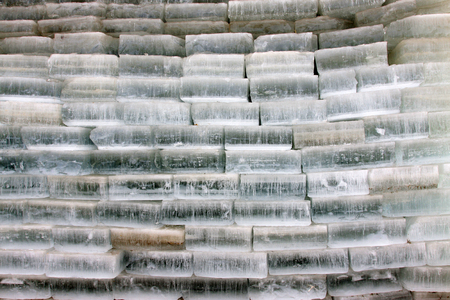 piles of ice in the outdoor, closeup of photoの写真素材