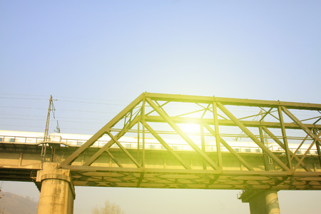 iron bridge, closeup of photoの写真素材