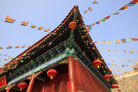 Chinese temples and color cloth, closeup of photoのeditorial素材