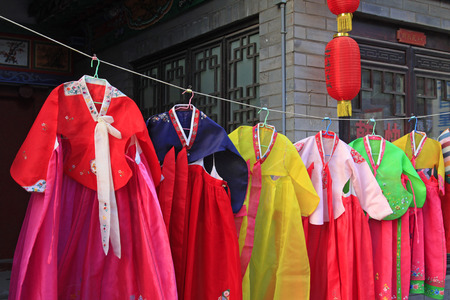 Hung colorful clothing, closeup of photoのeditorial素材