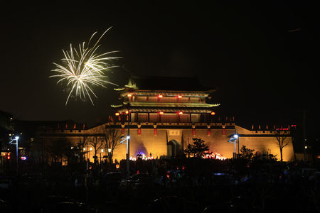 LUAN COUNTY - MARCH 5: Luan State ancient city night scenery, on march 5, 2015, Luan County, Hebei Province, Chinaのeditorial素材