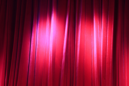 Red curtain, closeup of photoの写真素材