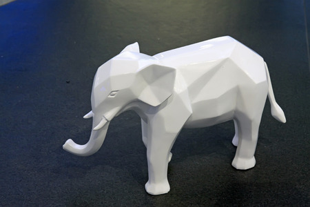 elephant sculpture on the floor, closeup of photoの写真素材
